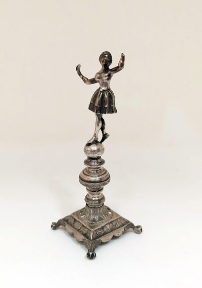 null BRAZIL. Dancer on a ball, 19th century. Silver sculpture, 17 cm. Weight 164...