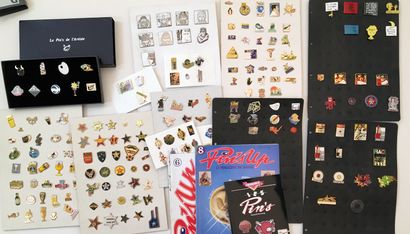 null PIN'S. nearly 200 collectible pins, advertising, beer, artists, department stores,...