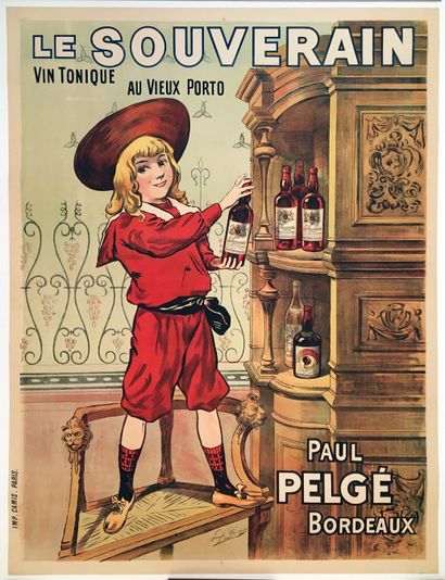 null ANTIQUE POSTER. Le Souverain. Tonic wine with old port. Paul Belgé Bordeaux,...