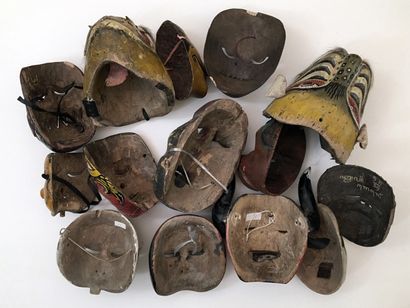 null INDONESIA-BALI. 14 polychrome carnival and theater masks in wood and leather,...