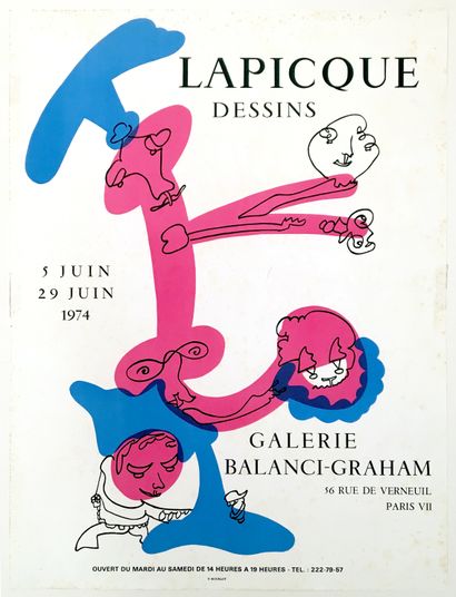 null POSTER. Chales LAPIQUE. Galerie Balanci Graham, June 5 to June 29, 1974. Lithograph,...