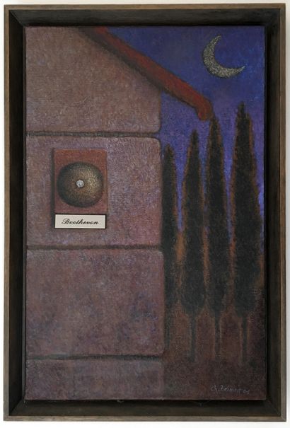 null Christian ZEIMERT (1964-2009). La Sonnette au clair de lune, 2001. Oil on canvas,...