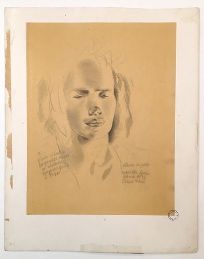null Mariette LYDIS (1887-1970). Study of a Madwoman, 1937, Paris. Pencil drawing,...