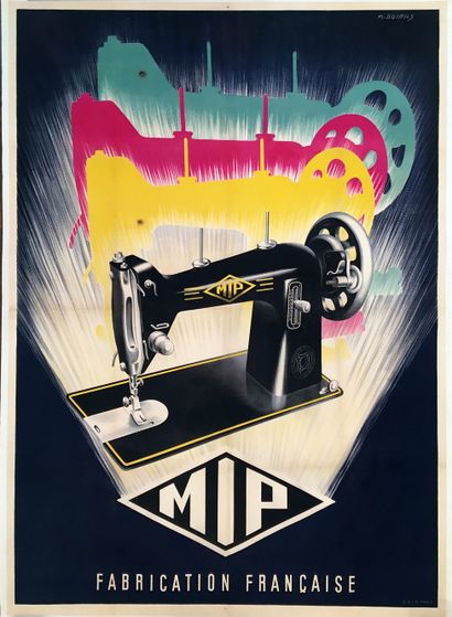 null OLD POSTER. BOIFFILS (?). MIP Sewing machine. Made in France. Illustration signed...