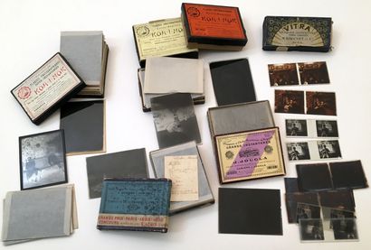 null GLASS PLATES. Theater and miscellaneous, circa 1920. 76 negative 9 x 12 cm glass...