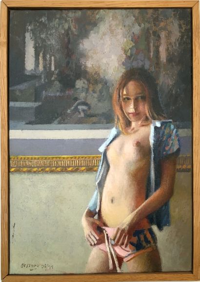 null Jean-Claude BESSON-GIRARD (1938-2021). Visit to the museum, 1999. Oil on canvas,...