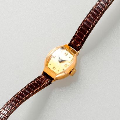 null Bracelet montre de dame en or jaune, 750 MM, lunette octogonale, fond or, chiffre...