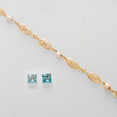 null Bracelet filigranne et perles , longueur : 18,5 cm, vendu avec des clous d'oreilles...