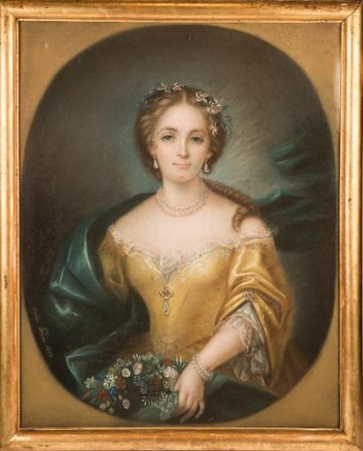 null Arsène (?)
Portrait de dame à la mode du XVIIIe siècle
Pastel sur toile
Signé...