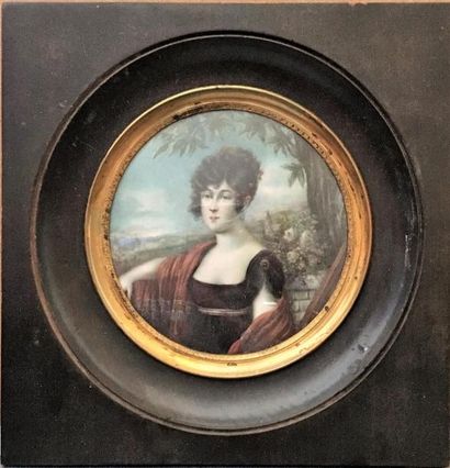 null Henri Bernard
Portrait d’une dame de qualité Juin 1806
Miniature ronde sur ivoire
Signée...