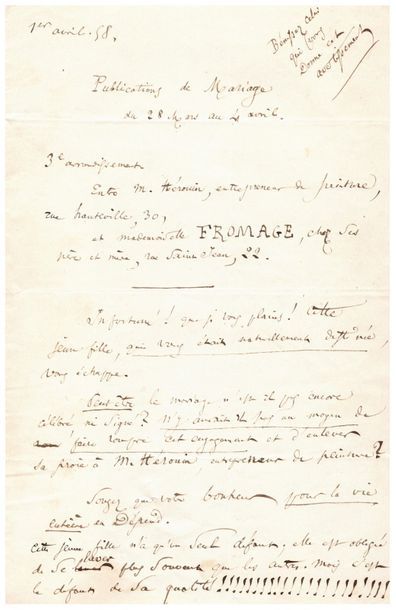 Charles BAUDELAIRE. 1821-7. Ecrivain poète 
L.A. à Charles Asselineau. (Corbeil),...