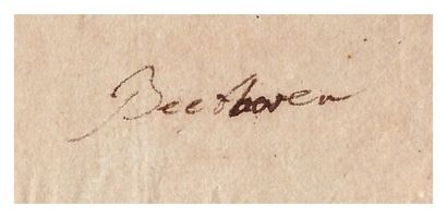 Ludwig van BEETHOVEN. 1770-1827. Compositeur allemand 
Minute d'un billet aut. signé...
