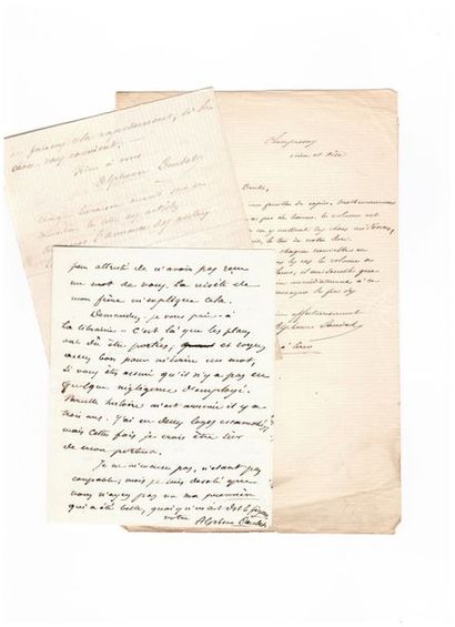 Alphonse DAUDET. 1840-1897. Ecrivain 
3 L.A.S. dont à Dentu. Champrosay, s.d. 1 pp....