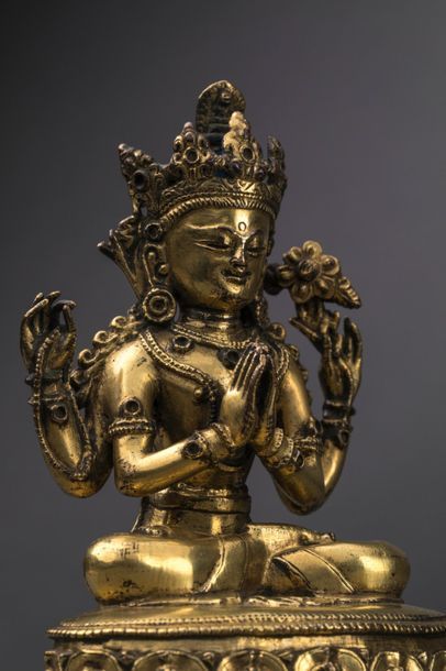 null Le Boddhisattva Padma Pani Lokesvara assis en dhyanasa sur une base lotiforme...
