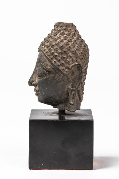 null Tête de Buddha. Bronze. Thaïlande. Royaume de Sukhothai. 14 ème siècle.8cm....