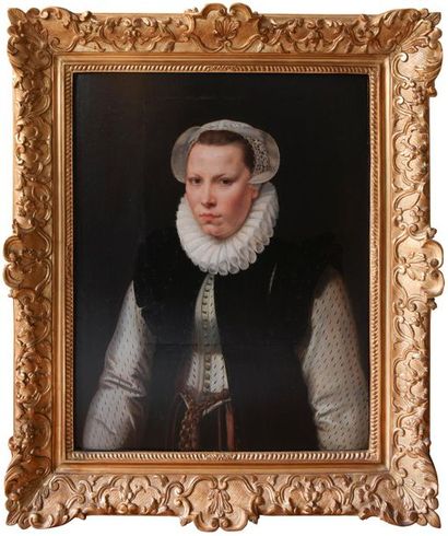 null 
École FLAMANDE vers 1570,


entourage de Cornelis KETEL


Portrait de femme...