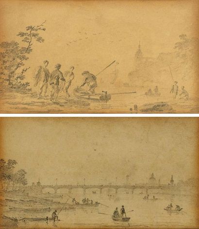 null 
École FRANÇAISE du XVIIIe?siècle


Scène de pêcheurs en bord de rivière (l’une...