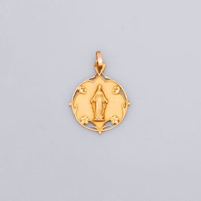 Médaille «Vierge» en or jaune, 750 MM, vers...