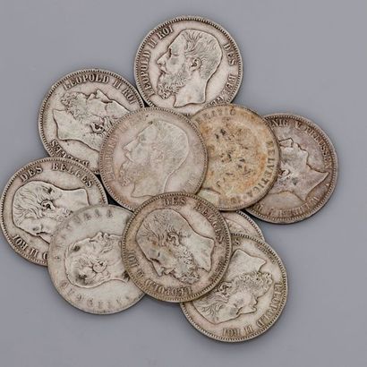 null Lot de 10 pièces étrangères en argent, Belgique, Italie, Suisse, Prusse, poids :...
