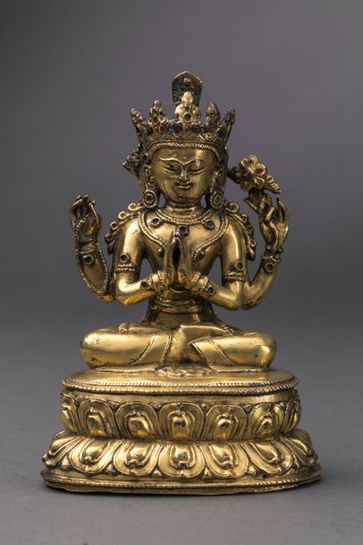 null Le Boddhisattva Padma Pani Lokehsvara assis en dhyanasa sur une base lotiforme...