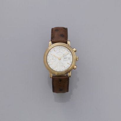 EMKA Bracelet montre chronomètre en métal doré, cadran rond, trois compteurs, hublot...