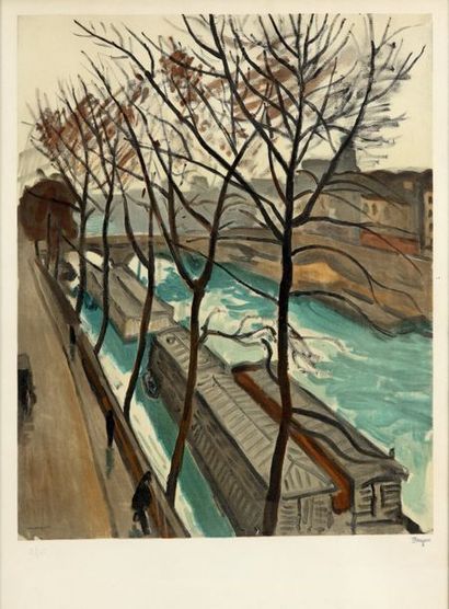 Albert Marquet (1875-1947) Bords de Seine à Paris
Lithographie en couleurs. Épreuve...
