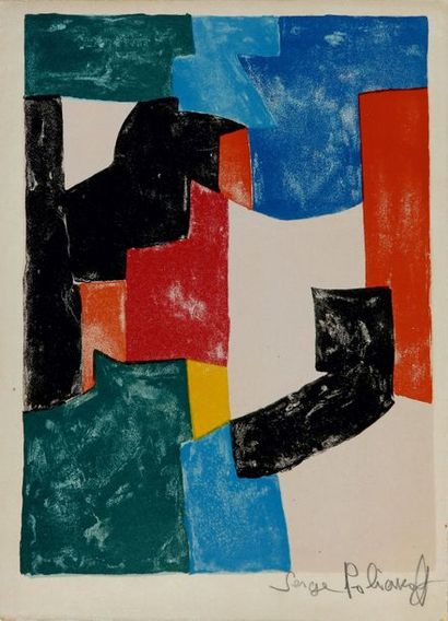Serge POLIAKOFF (1900-1969) Composition en noir, bleu et rouge, 1962
Lithographie...