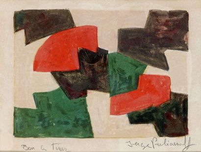 Serge POLIAKOFF (1900-1969) Composition verte, beige rouge et brune, 1964
Lithographie...