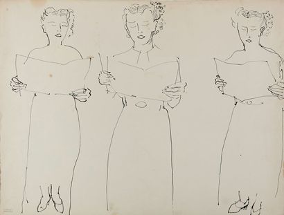 Raoul DUFY (1877-1953) Choeur de trois femmes, étude de La Fée Électricité
Encre...