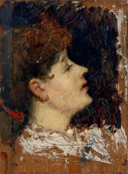 Franck BAIL(1858-1924) Nature morte aux prunes (recto)
Étude de femme à la chevelure...