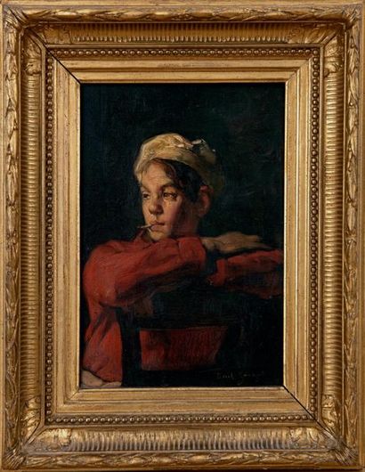 Joseph BAIL (1862-1921) Jeune marmiton fumant une cigarette
Huile sur toile, signée...