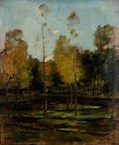 Joseph BAIL (1862-1921) Un étang (à Bois-Le Roi?)
Huile sur toile, signée dans l'angle...
