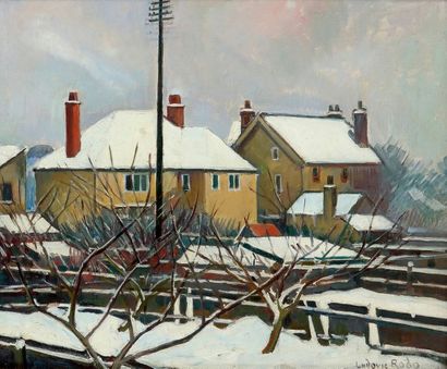 Ludovic RODO PISSARO (1878-1952) Effets de neige à Ashford
Huile sur toile.
46,5...