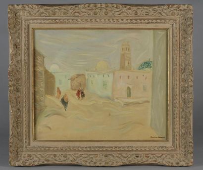 null Jean CLUSEAU-LANAUVE (1914-1997).
"Le vent de sable". 
Huile sur toile signée...