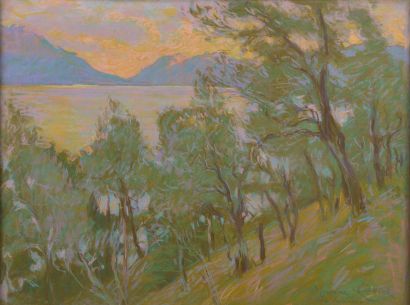 null Maurice ELIOT (1862-1945).
"Lac de Lecco"
Pastel signé et situé en bas à droite.
Haut....