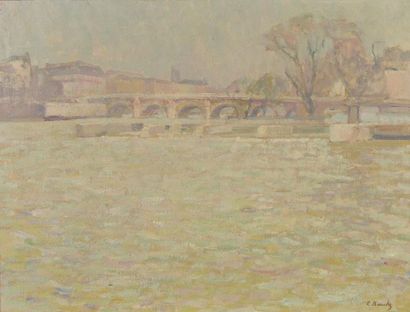 null Léon-Charles BAUCHE (1905-1930).
"La Seine au Vert-Galant".
 Huile sur toile...