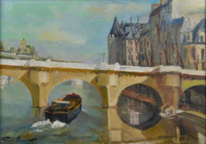 null Pierre SICARD (Paris, 1900-1981).
"Pont-Neuf".
Huile sur toile signée en bas...