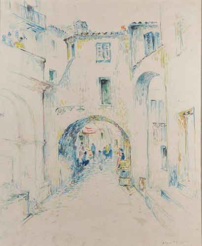null Jacques PETIT (né en 1925).
Vue de Roquebrune. 
Gouache et aquarelle (petites...