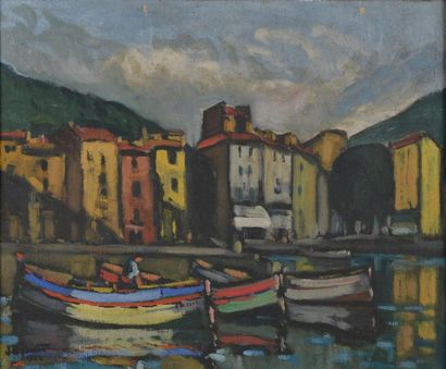 null Jean GUINDON (1883-1976).
Vue du port de Cassis.
Huile sur toile (petits manques)...