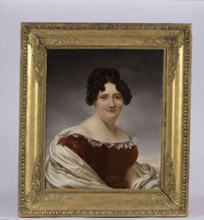null Henri-François RIESENER (1767-1828).
Portrait de femme au châle.
Huile sur toile...