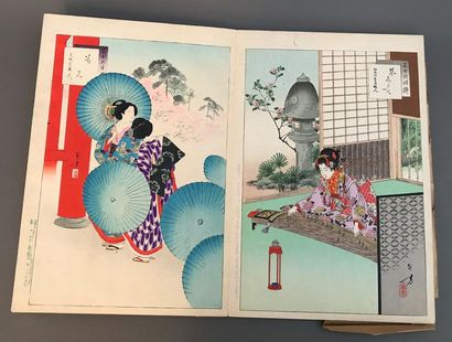 null JAPON - D'après Toshikata Mizuno (1866-1908).
Album accordéon comprenant trente-six...