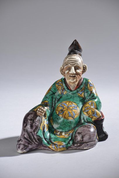 null JAPON - Époque Meiji (1868-1912).
Sujet en porcelaine émaillée polychrome présentant...