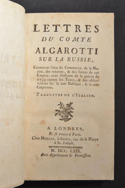 null ALGAROTTI (Giovanni Antonio). Réunion de deux ouvrages : - Lettres du comte...