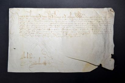null HENRI III (1551-1589) Roi de France. Pièce signée « Henry », Paris 26 août 1581...