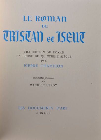 null Lot 5 de volumes comprenant :
LE ROMAN DE TRISTAN ET ISEUT. Traduction du roman...