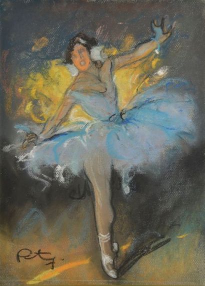 null Louis FORTUNEY (1875-1951).
Danseuse étoile.
Pastel sur papier signé en bas...