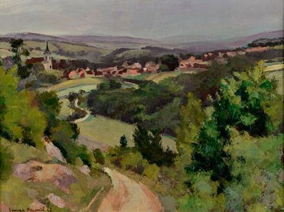 Georges PACOUIL (1903-1997). Paysage vallonné...