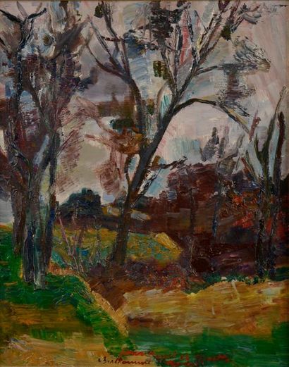 null Louis BERTHOMMÉ-SAINT-ANDRÉ (1905-1977).
Arbres en automne.
Huile sur toile...