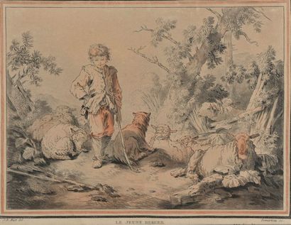null D'après Jean-Baptiste HUET (1745-1811).
"Le jeune berger" et "La jeune bergère".
Deux...