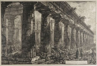 null D'après Giovanni Battista PIRANESE (1720-1778).
"Vue du temple de Neptune à...